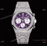 OMF 1:1 Super Clone Audemars Piguet Royal Oak 41 White Frosted Gold Purple Dial